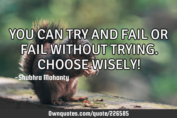 YOU CAN
TRY AND FAIL
OR
FAIL WITHOUT TRYING.
CHOOSE WISELY!