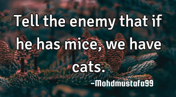 Tell the enemy that if he has mice, we have cats.
