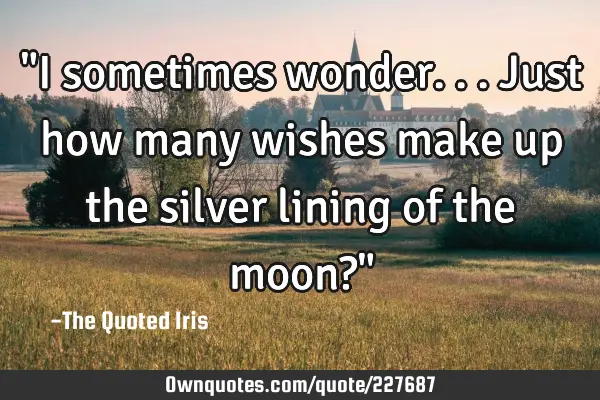 "I sometimes wonder...just how many wishes make up the silver lining of the moon?"