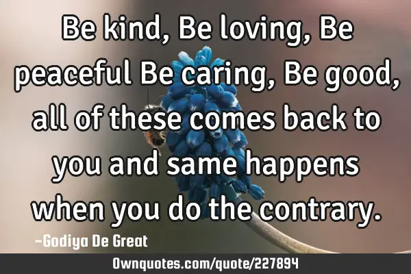 Be kind , Be loving, Be peaceful Be caring ,Be good , all of: OwnQuotes.com