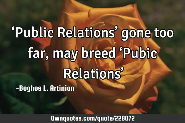 ‘Public Relations’ gone too far, may breed ‘Pubic Relations’
