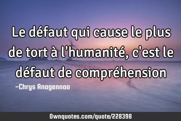 Le défaut qui cause le plus de tort à l