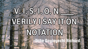 V.I.S.I.O.N    ___ VERILY I SAY IT ON NOTATION