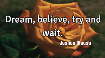 Dream, believe, try and wait.