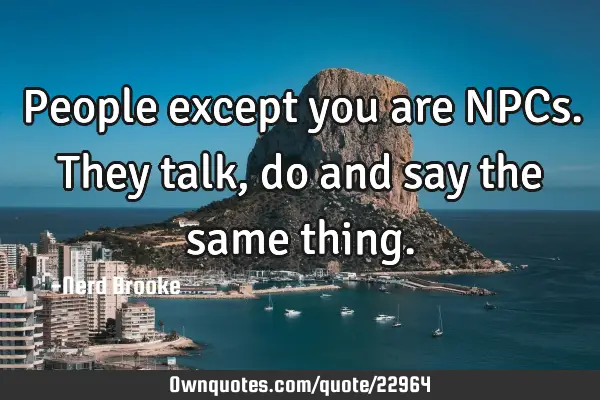 People except you are NPCs. They talk, do and say the same