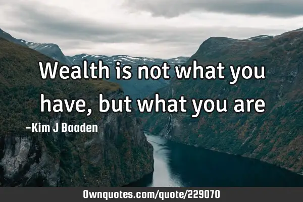 Wealth is not what you have, but what you