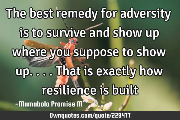 The best remedy for adversity is to survive and show up where you suppose to show up....that is