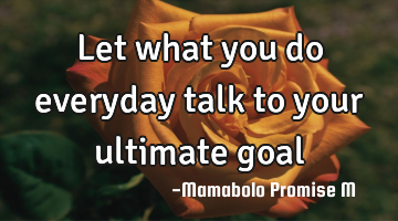 Let what you do everyday talk to your ultimate goal