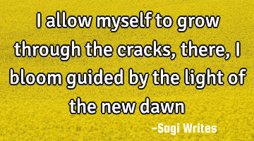 I allow myself
to grow through the cracks,
there, I bloom
guided by the light of the new dawn