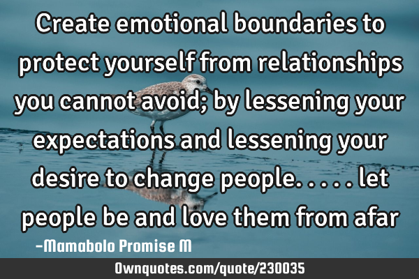 Create emotional boundaries to protect yourself from relationships you cannot avoid; by lessening