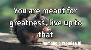 You are meant for greatness, live up to that