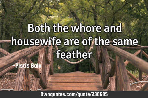 Both the whore and housewife are of the same