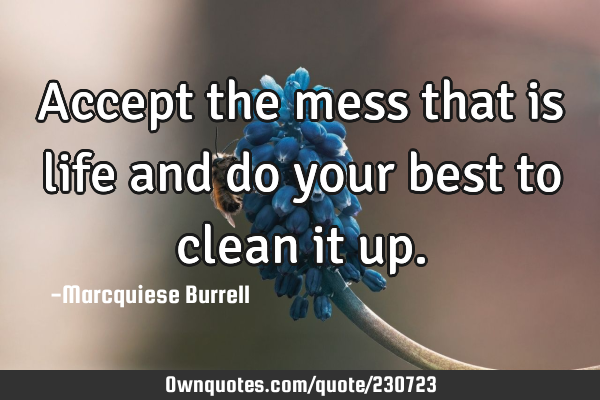 Accept the mess that is life and do your best to clean it