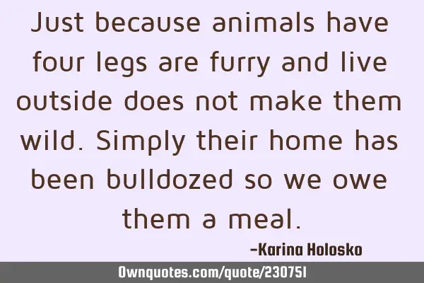 Just because animals have four legs are furry and live outside does not make them wild. Simply