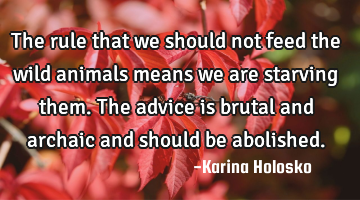 The rule that we should not feed the wild animals means we are starving them.
The advice is brutal