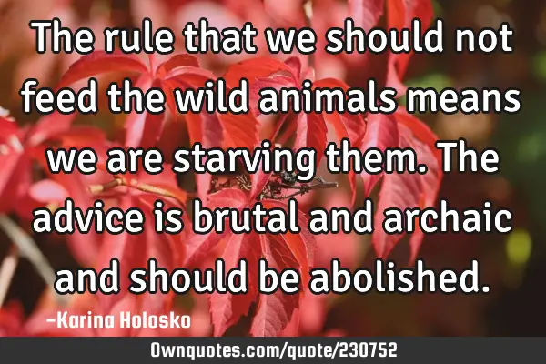 The rule that we should not feed the wild animals means we are starving them.
The advice is brutal