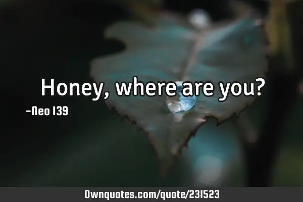 Honey, where are you?