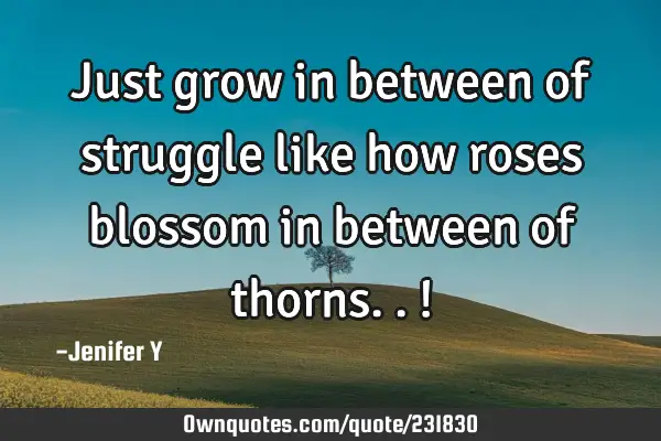 Just grow in between of struggle like how roses blossom in between of thorns..!