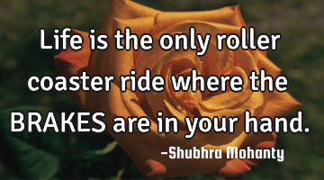 Life is the only roller coaster ride where the BRAKES are in your hand.