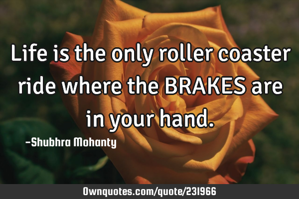 Life is the only roller coaster ride where the BRAKES are in your