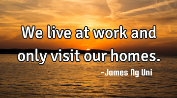 We live at work and only visit our homes.