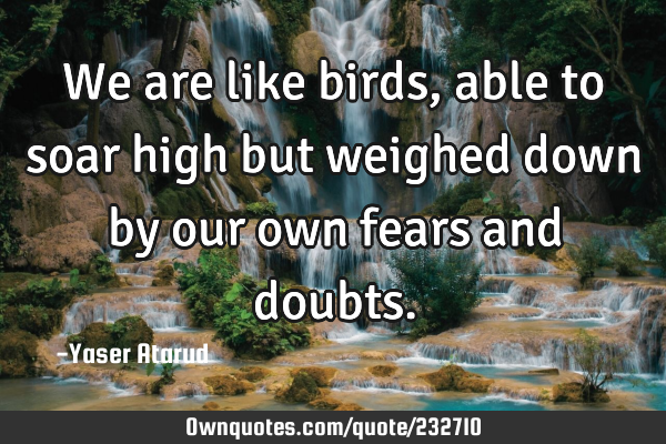 We are like birds, able to soar high but weighed down by our own fears and