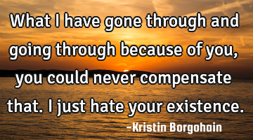 What I have gone through and going through because of you,you could never compensate that.I just