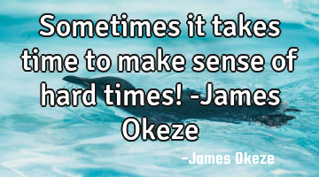 Sometimes it takes time to make sense of hard times! -James Okeze