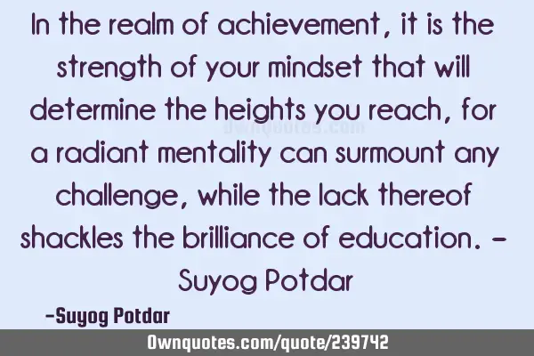 In the realm of achievement, it is the strength of your mindset that will determine the heights you