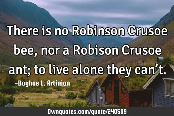 There is no Robinson Crusoe bee, nor a Robison Crusoe ant; to live alone they can’