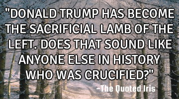 "DONALD TRUMP HAS BECOME THE SACRIFICIAL LAMB OF THE LEFT.  DOES THAT SOUND LIKE ANYONE ELSE IN HIST