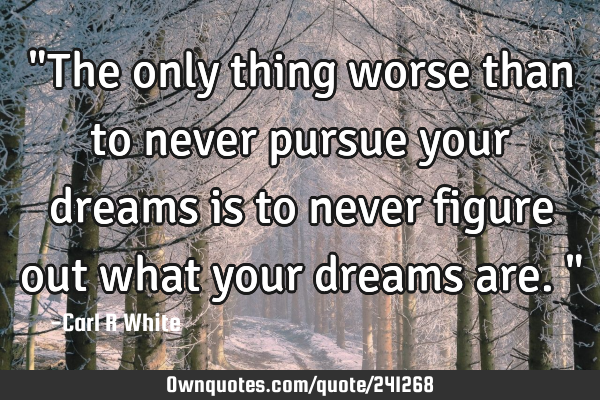 "The only thing worse than to never pursue your dreams is to never figure out what your dreams are."