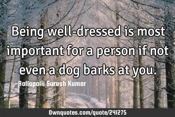 Being well-dressed is most important for a person if not even a dog barks at