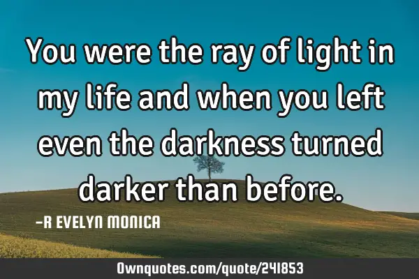 You were the ray of light in my life and when you left even the darkness turned darker than