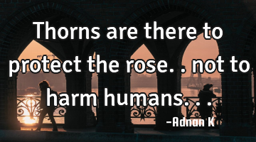 Thorns are there to protect the rose.. not to harm humans...