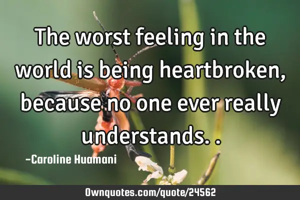 The worst feeling in the world is being heartbroken, because no one ever really