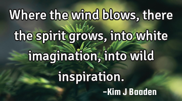 Where the wind blows,
there the spirit grows,
into white imagination,
into wild inspiration.