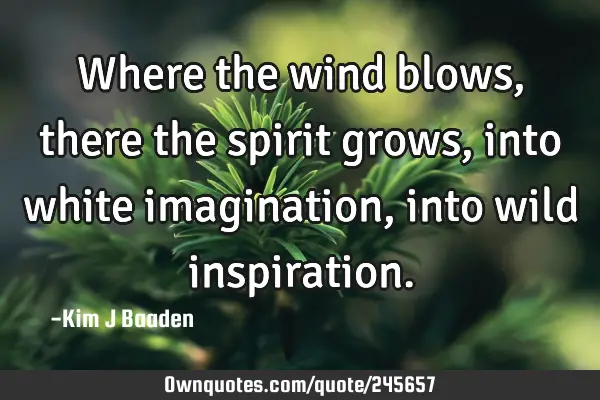 Where the wind blows,
there the spirit grows,
into white imagination,
into wild