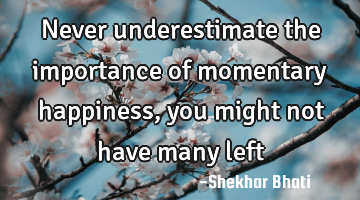 Never underestimate the importance of momentary happiness,you might not have many left