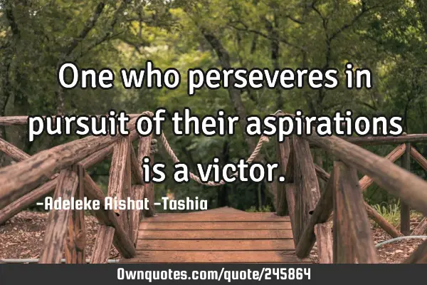 One who perseveres in pursuit of their aspirations is a