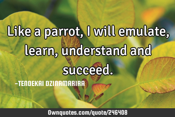 Like a parrot, I will emulate,learn,understand and