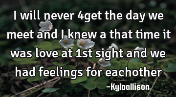 I will never 4get the day we meet and i knew a that time it was love at 1st sight and we had