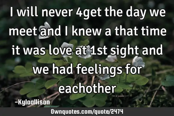 I will never 4get the day we meet and i knew a that time it was love at 1st sight and we had