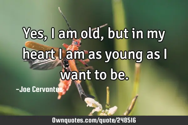 Yes, I am old, but in my heart I am as young as I want to