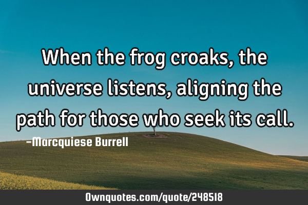 When the frog croaks, the universe listens, aligning the path for those who seek its