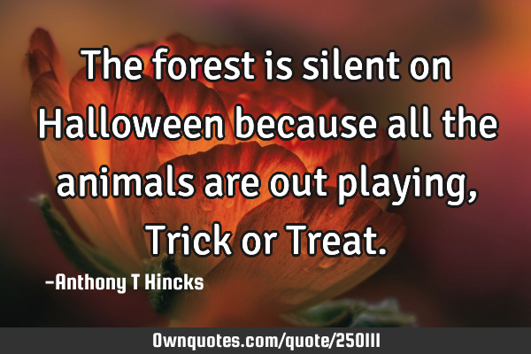 The forest is silent on Halloween because all the animals are out playing, Trick or T
