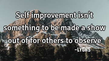 Self improvement isn