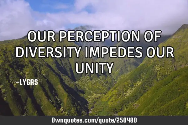OUR PERCEPTION OF
DIVERSITY IMPEDES
OUR UNITY