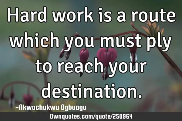 Hard work is a route which you must ply to reach your