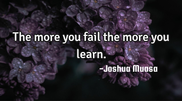 The more you fail the more you learn.